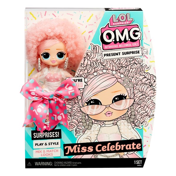 LOL Surprise OMG Present Surprise Series 2 Fashion Doll - MISS CELEBRATE - With 20 Surprises Including Outfits, Shoes, Accessories, & More - Collectable - For Boys & Girls Age 4+