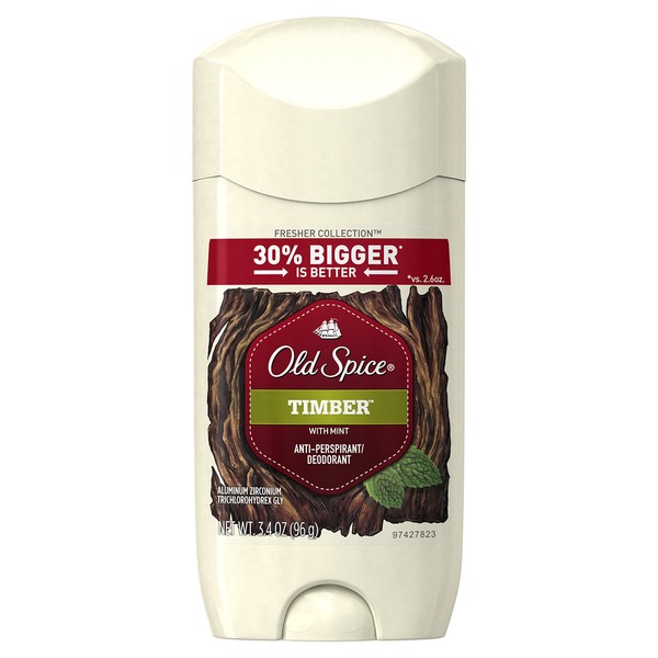 Old Spice Invisible Solid Antiperspirant Deodorant for Men Timber with Sandalwood Scent Inspired by Nature 3.4 oz