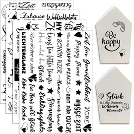 Hongma Rub On Sticker Transfers 4 Pieces Sayings for Raysin Keraflott Furniture Glass Wood DIY Decoration Rub On Foil Rubons Sticker Home