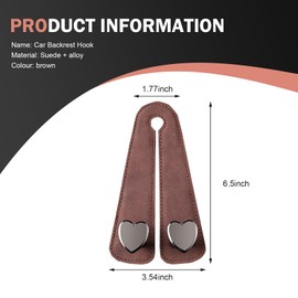 Opuweiy 2 PCS Car Seat Hooks, Car Purse Hook for Headrest, Mobile Phone Holder, Universal for Most Cars SUVs and Trucks (Brown)