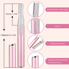 Chumia 2 Pcs Electric Eyebrow Trimmer Women Precision Face Razors Mini Shaver with Comb Christmas Women Gift Battery Operated Personal Epilator for Face Neck Fuzz Lips Leg(Pink, Black)