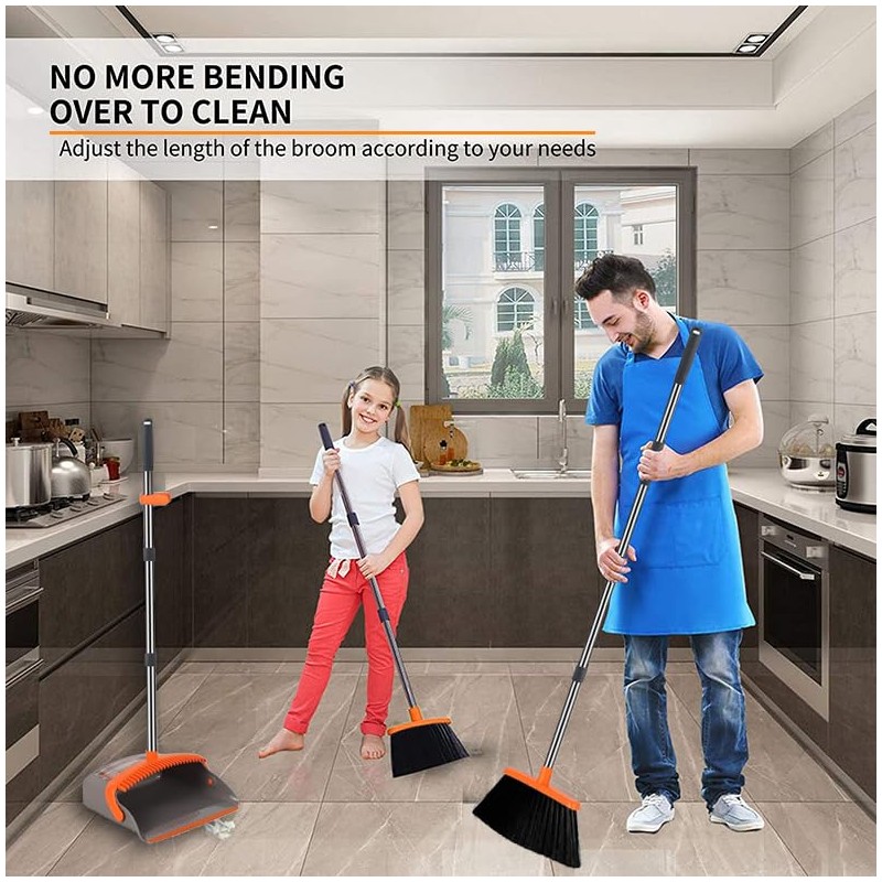 2-Pack is More economical,Upgraded Broom and Dustpan,with 52" Long Handle,