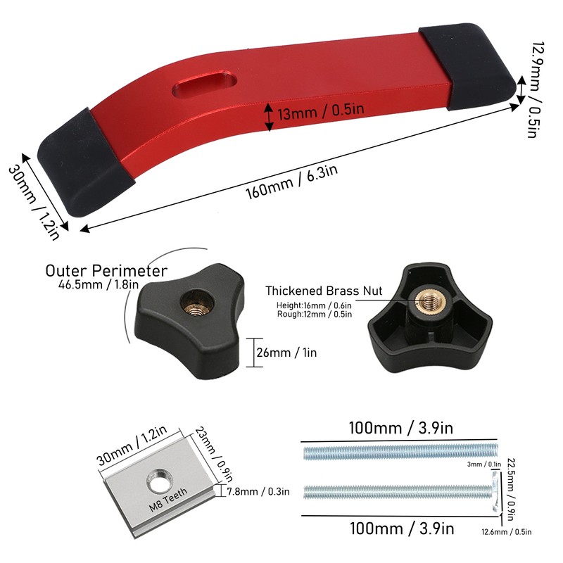 Hold Down Clamp Set TTrack Metal M8 Thread Clamping Jig