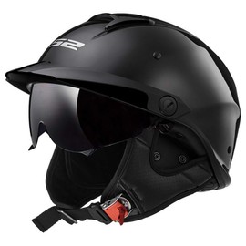 LS2 Helmets Rebellion Motorcycle Half Helmet (Gloss Black - 2X-Large)