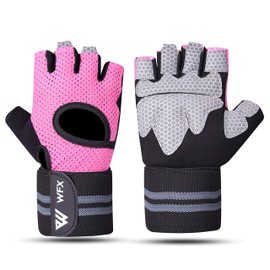 WESTWOOD FOX Weight Lifting Gloves with Wrist Wrap Support,Gym Gloves for Men and Women, Ideal for Workout Training, Hanging, Pull-Ups, Dumbbell, and Cycling (PINK, L)