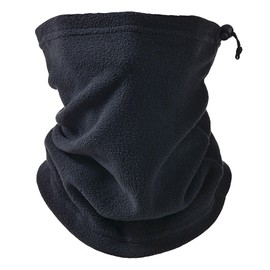 LWAQWHU Winter Neck Warmer Fleece Windproof Bandana Neck Gaiter Adjustable Drawstring Face Scarf for Men Women Unisex Outdoor Sports Skiing Fishing Motorcycle Running Cycling (Black)