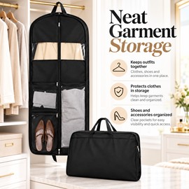 Reusable Hanging Garment Bags – Waterproof Dustproof Zippered Clothes Covers for Suits, Dresses, Coats & Closet Storage, 110–152cm