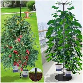 Tall Metal Plant Stand Outdoor/Indoor 72",Large Patio Plant Stand with Self-Watering Planter Pot & Hooks for Balcony,DIY Hydroponics Growing System Tower Garden Kit for large plants, Height Adjustable
