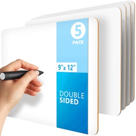 5 Pack Personal White Boards for Students - 9x12 Dry Erase Boards Classroom Pack - Dry Erase Lap Board Classroom Whiteboards for Students Double Sided White Boards Class Set Whiteboards for Kids