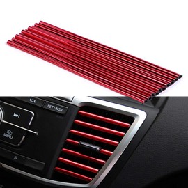 Umisu 10pcs PVC Car Air Outlet Strip Decoration Multicolor DIY Interior Decoration (Red)
