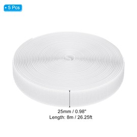 PATIKIL 26.25 Feet Carpet Marker Strips, 5 Rolls Nylon Carpet Strips Spots Hook Tape for Classroom Floor Decoration Teacher Education Social Distance, White