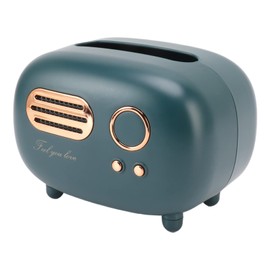 Natudeco Retro Radio Shape Tissue Cover Box Vintage Paper Case Dispenser Multifunctional Tissue Box Holder for Bathroom Living Room Bedroom Dressers(Green)
