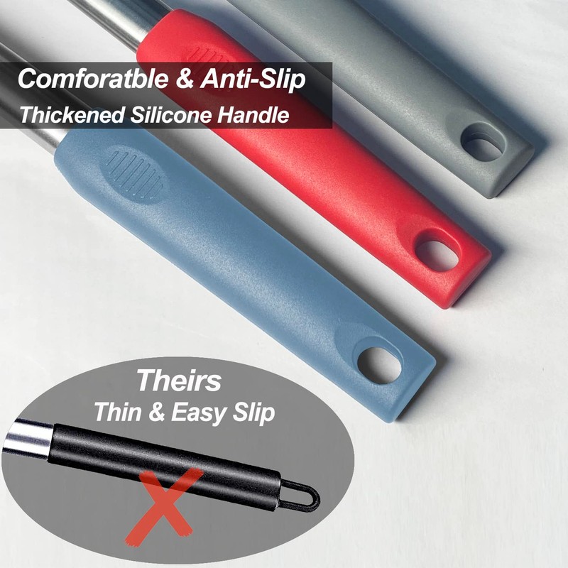 2 Pack Spatulas, Solid & Slotted Silicone Spatula Set, Stainless