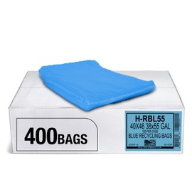 Aluf Plastics 55-60 Gallon 1.2 MIL Blue Industrial Strength Trash Bags - 38" x 55" - Pack of 400 - For Industrial, Home, & Recycling