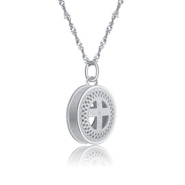 925 Sterling Silver Filigree Cross Necklace for Women, Orthodox Cross Necklace for Girls, Christian Necklace for Women, 3D Cross Necklace Locket Cross Necklace, Faith Necklace for Women by ALiLuYa