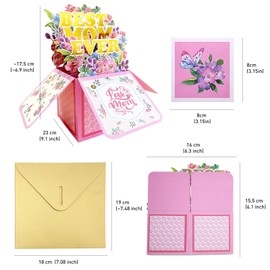 EVBEA Mothers Day Card Paper Flower Pop Up Cards with Blank Card and Envelopes Funny 3D Bouquet Greeting Card Birthday Gifts from Son Daughter Husband for Mom Wife Women Grandma