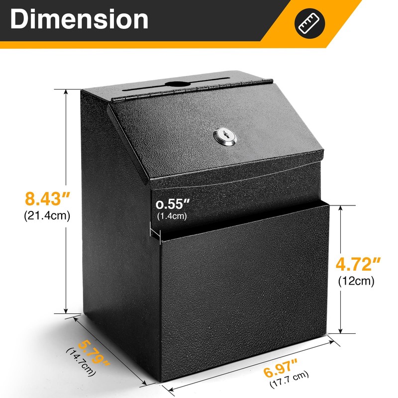 LINSIRON Suggestion Box with Slot and Lock 2 Pcs Metal