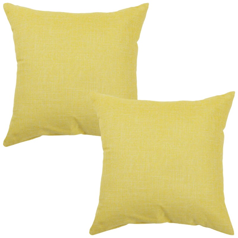 Betadistor Square Cotton Yellow Cushion Covers: Decorative 2 Set Throw
