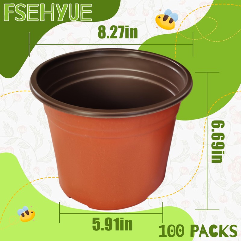 100 Packs 8" Plant Nursery Pots Plastic Seedling Starter pot