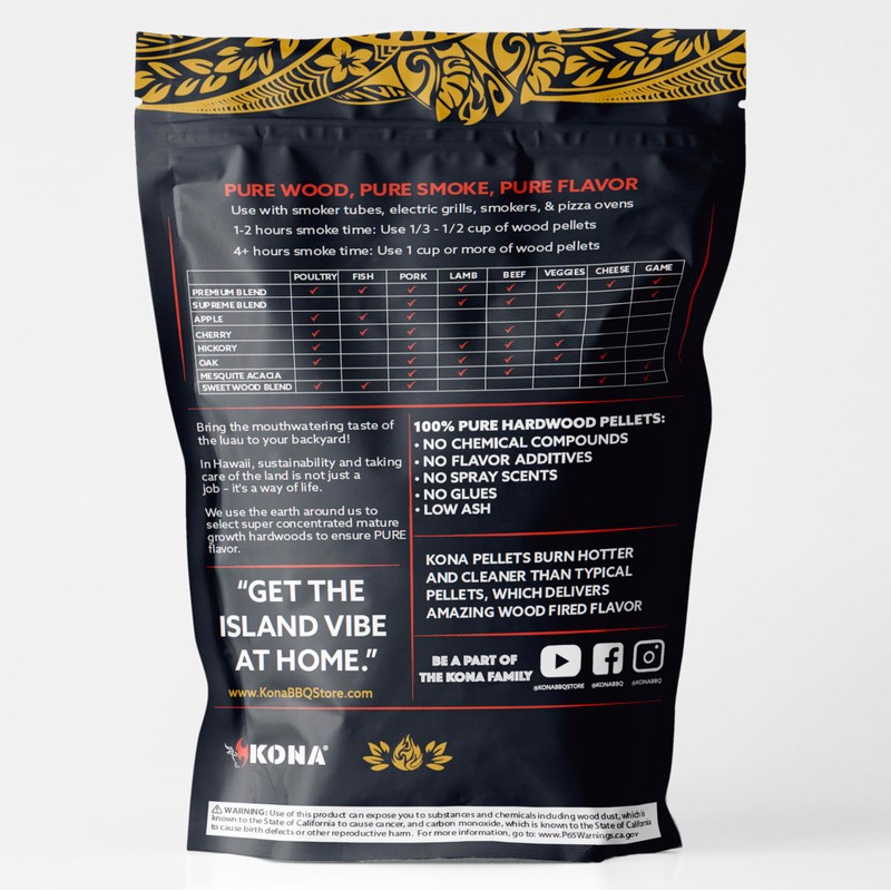 Kona Premium Blend Indoor Smoker Pellets - 2 lb Resealable