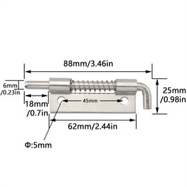 DGHAOP 2pcs 304 Stainless Steel Flat Pin Hinge Spring Latch 50x25mm Movable Spring Bolt Hinge Distribution Cabinet Box Upper and Lower Door Shafts for Cabinet Door