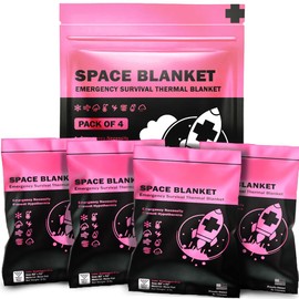 EVERLIT Survival Emergency Mylar Thermal Blanket, Foil Space Blanket Designed for NASA, Body Warmer Blanket for Outdoor, First Aid, Camping Gear, Hiking Travel (4 Pack, Bubblegum Pink)