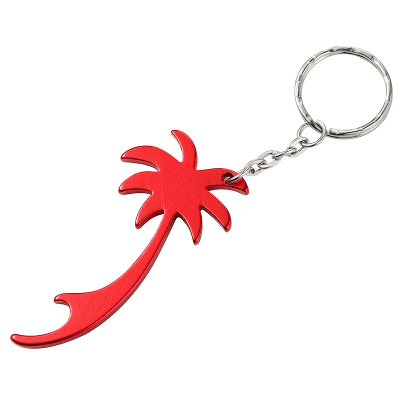 Komonee Palm Tree Red Keychain Bottle Opener Key Chain Metal