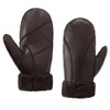 MGGMOKAY Women Leather Mittens Shearling Sheepskin Fur Lined Winter Mitten