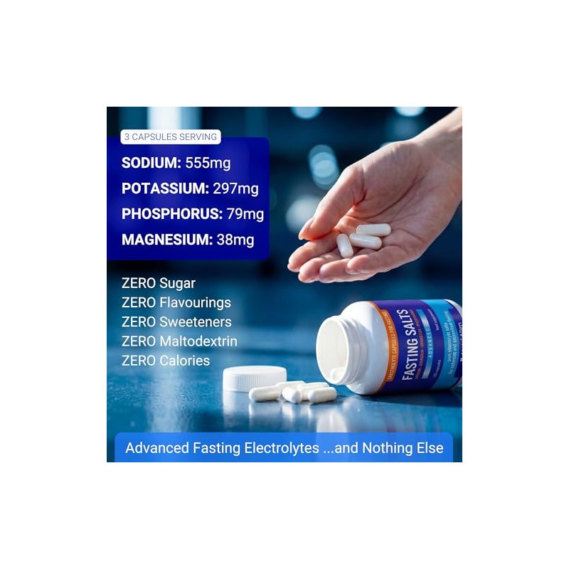 Fasting Salts Capsules Pure Electrolytes for Fasting. Sodium, Potassium, Magnesium,