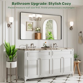 REYPEK 55x30 Black Bathroom Mirror for Over Sink, Metal Framed Vanity Mirror Wall Mounted, Rectangle Mirror for Bedroom Living Room Restroom Entryway, Anti-Rust, HD Tempered Glass