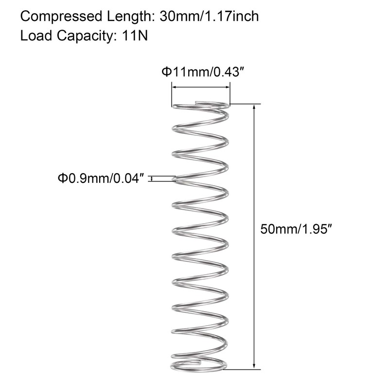 sourcing map Compression Spring, 304 Stainless Steel Compression Springs, Silver