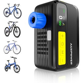 Auxpower New Electric Bike Pump-Mini Portable Bike Tire Pump with Gauge, 120PSI Portable Bicycle Pump Fast Inflation, High-Performance Air Pump for Bike Tires and Balls (Presta & Schrader)