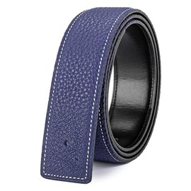 Vatee's Women's/Men's Real Leather Replacement Belt Strap No Buckle 1 1/2"(38mm) Wide 49" Long Purplish Blue