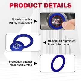 Riloer 1Pc Aluminum Alloy Blue Ignition Button Cover Sticker Compatible with Honda CR-V EX-L Sport Hybrid 2023-2025 Civic EX EX-L Sport Touring Si 11th Gen 2022-2025