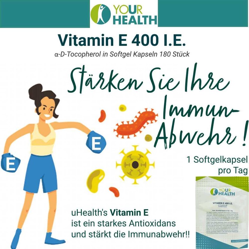uHealth Vitamin E 400 IU - 180 Softgel Capsules Each
