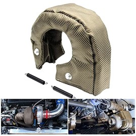T6 Dual Titanium Inner and Outer Turbo Cover Blanket Turbocharger Heat Shield Cover Wrap Heat Shield Cover Fit for T5 T6 Turbo with Two Fastener Springs