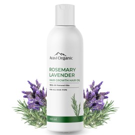Aravi Organic Rosemary Healthy Hair Growth Oil With Lavender - For Hair Growth & Hair Fall Control | Soothes The Scalp | Reduces Greying Hair | Prevents Roughness, Dryness, & Frizzy Hair | 200ml