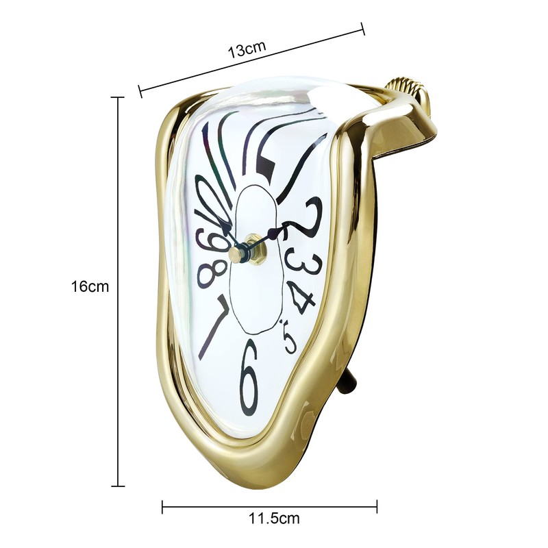 Lafocuse Silent Melting Clock Gold Shiny Frame,Salvador Dali Watch Melted