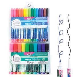 I Love To Create Tulip Fabric Markers Fine and Brush Tip 25/Pkg-Assorted