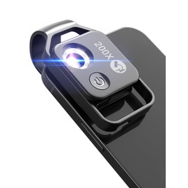 APEXEL Smartphone Microscope, 200x Pocket Microscope, Macro Lens, CPL Filter Included, Built-in LED Light, Brightness Adjustable, Portable, Biological Observation, Gift, Compatible with 98%