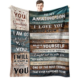 Christmas Son Gifts Blanket 60" x 50"- Gift for Son for Christmas - Birthday Gifts for Son Adult - Xmas Gifts for Grown Son - Mom to Son Gifts - Wedding Gifts for Son from Mom - to My Son Gift Ideas