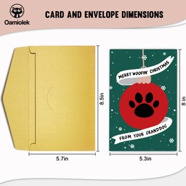 Oamiolek Funny Christmas Card for Dog Grandma Grandpa, Humorous Christmas Card from Granddog, Dog Grandma Grandpa Christmas Card, Merry Woofin Christmas Card from Your Granddog