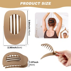 Flache Haarspangen für Damen, stark haltend, französisches Design, Krokodilklemmen, 10,2 cm, Entenschnabel-Clip für Damen und Mädchen (6 Farben), 6 Stück