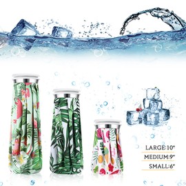 Shihanee 3 Pcs Ice Pack for Injuries, Reusable Hot Water Bag with Screw Top, Hot Cold for Sports Knee Head Leg Shoulder Back Injury, 6 Inch 9 Inch 10 Inch(Green,Hawaii Style)