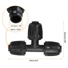 Sourcing Map 10Pcs 1/2" Drip Irrigation Fittings - Lock Barbed Tee Connectors for 1/2 Inch Tubing (16mm OD) - Durable POM Plastic - Easy to Install - Suitable for Irrigation, Home Garden & More