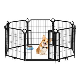 Dog Playpen, 16Panel 35.6Ft(L) Outdoor Anti-Rust Pet Exercise Pen, Heavy Duty Garden Fence with Gate for RV Campin(24inch)