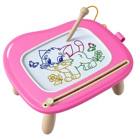 KOKODI Toys Gifts for 1 2 3 Years Old Girl, Sturdy Magnetic Drawing Board Sketch Doodle Pad, Educational Learning Birthday Easter Gifts Basket Stuffers for Kids Toddler - Left Hands Friendly (Rose)