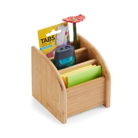 Kozy Kitchen Bamboo Mini Desk Organizer, 3-Tier Office & Vanity Storage for Supplies, Cosmetics, Crafts, Toiletries, Eco-Friendly Bamboo