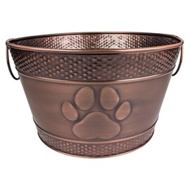 BREKX Metal Indestructible Dog Toy Bin - Storage Bin with Handles, Farmhouse Organizer Storage Basket for Pet Toys, Blankets, Leashes - Home Decor (Lead-Free Copper)