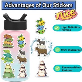 Pack of 50 Animal Stickers Car Laptop Phone Guitar Skateboard Motorcycle Bicycle Animal Stickers Set Vinyl Waterproof Aesthetic Stickers for Teenagers Children Adults